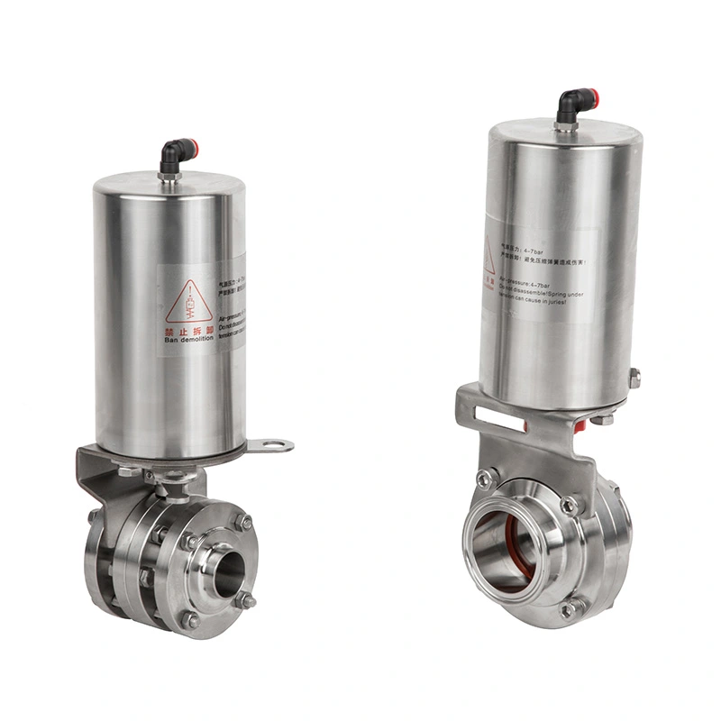 Sanitary Stainless Steel Manual 3-Piece Butterfly Valve